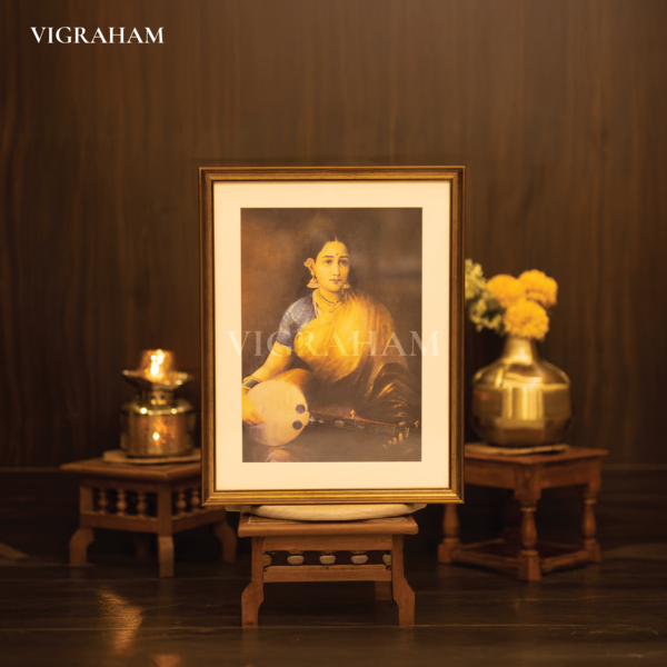 Tamil Lady Playing Swarbat - Raja Ravi Varma Painting