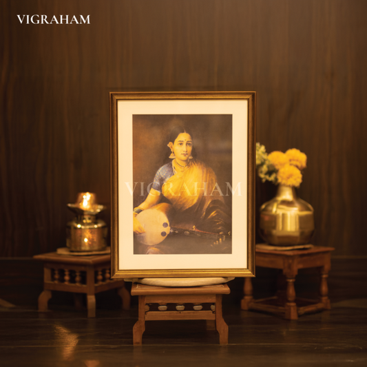Tamil Lady Playing Swarbat - Raja Ravi Varma Painting