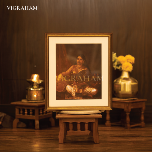 Malayali Lady Playing Veena - Raja Ravi Varma Painting