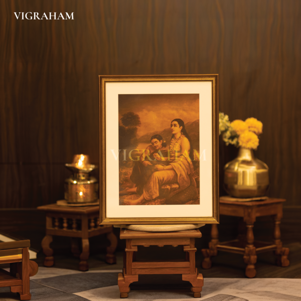 Shakuntala writing a Love Letter - Raja Ravi Varma Painting
