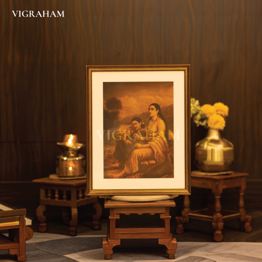 Shakuntala writing a Love Letter - Raja Ravi Varma Painting
