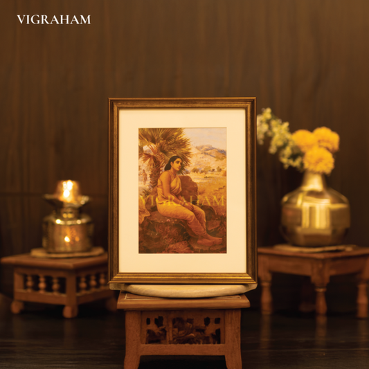 Shakuntala sitting under Palm Tree - Raja Ravi Varma Painting