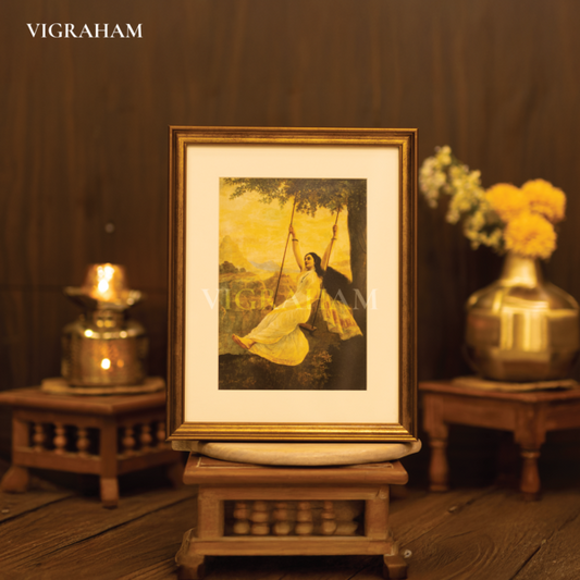 Mohini on a swing - Raja Ravi Varma Painting