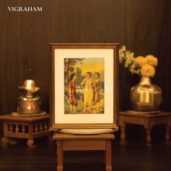 Sakuntala with her friends - Raja Ravi Varma Painting