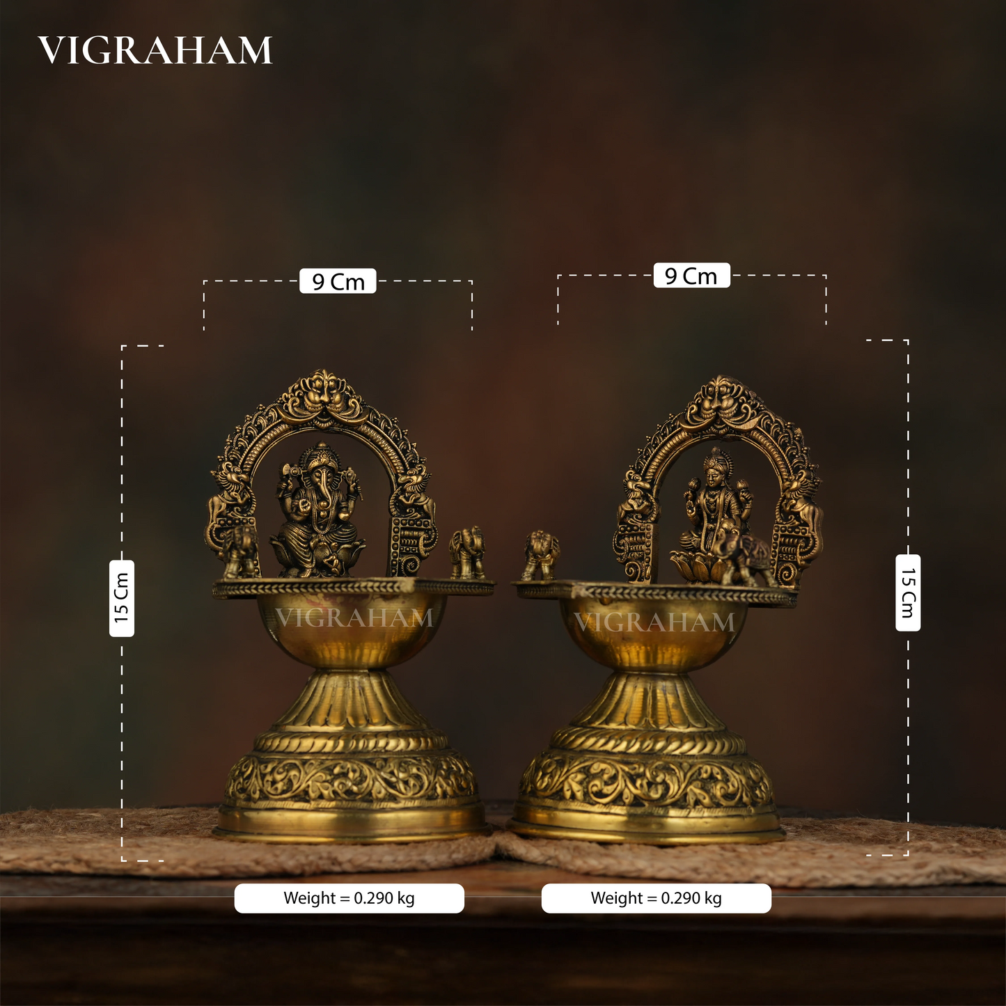 LAKSHMI GANESH COMBO LAMP (6 Inch)