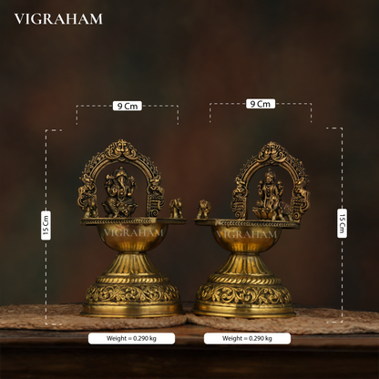 LAKSHMI GANESH COMBO LAMP (6 Inch)