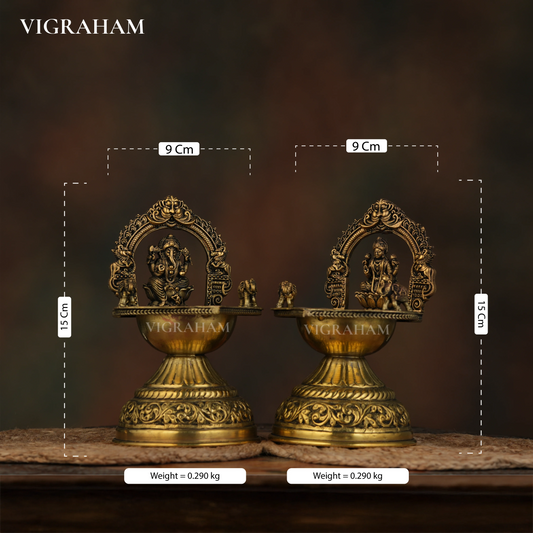 LAKSHMI GANESH COMBO LAMP (6 Inch)