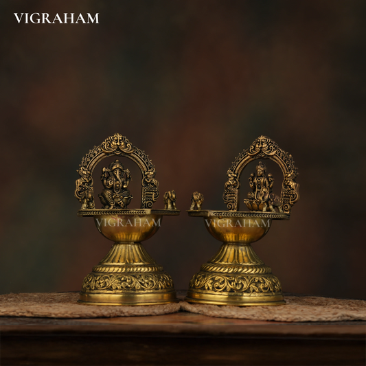 LAKSHMI GANESH COMBO LAMP (6 Inch)