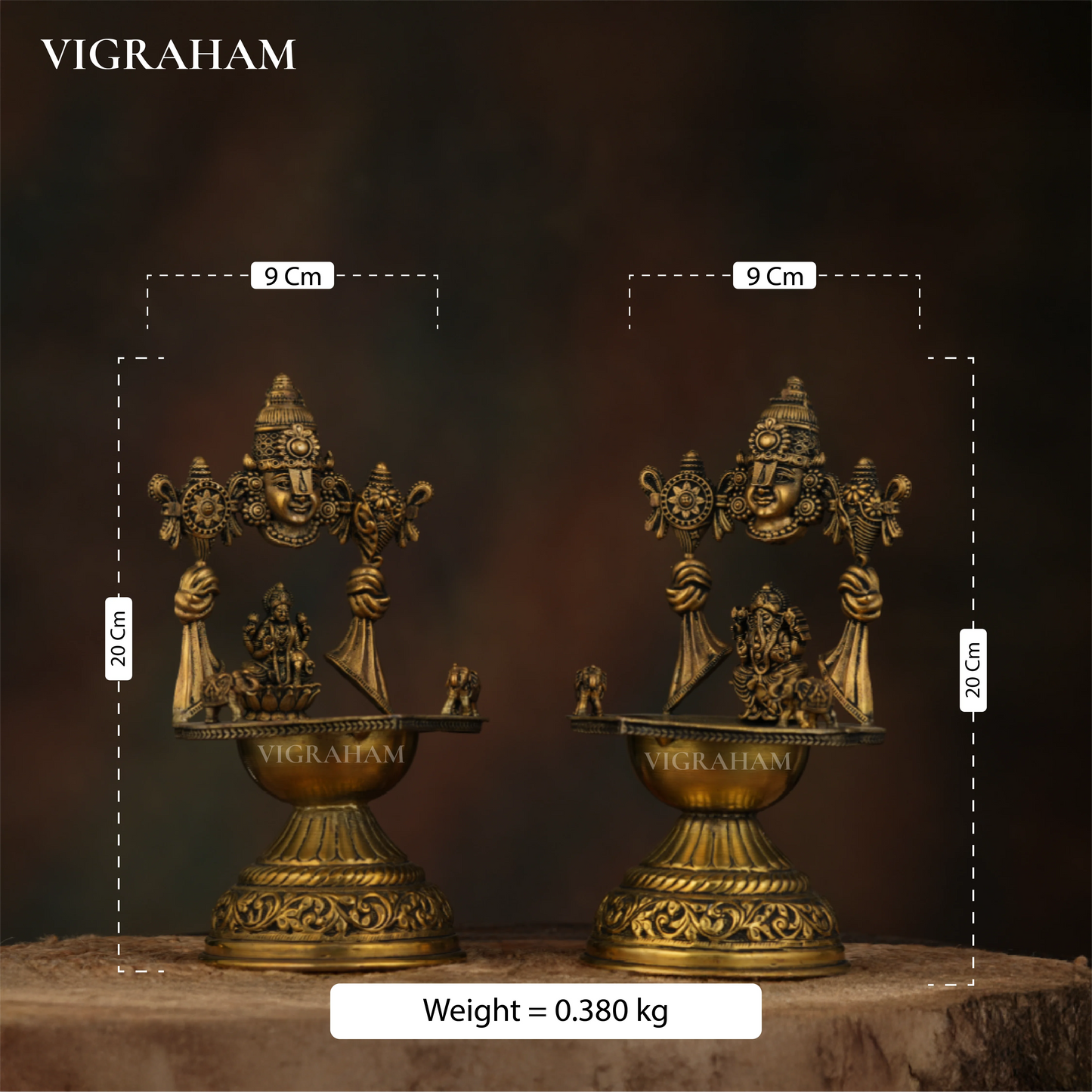 PERUMAL GANESH LAKSHMI LAMP COMBO (8 Inch)