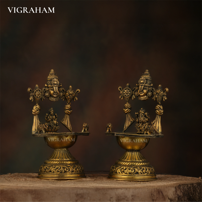 PERUMAL GANESH LAKSHMI LAMP COMBO (8 Inch)