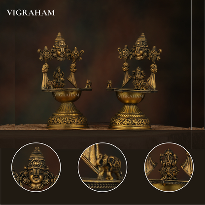 PERUMAL GANESH LAKSHMI LAMP COMBO (8 Inch)